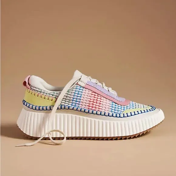 Anthropologie Dolce Vita Dolen Rainbow Knit Sneaker Tennis Shoe Funfetti 7.5 - Picture 3 of 11